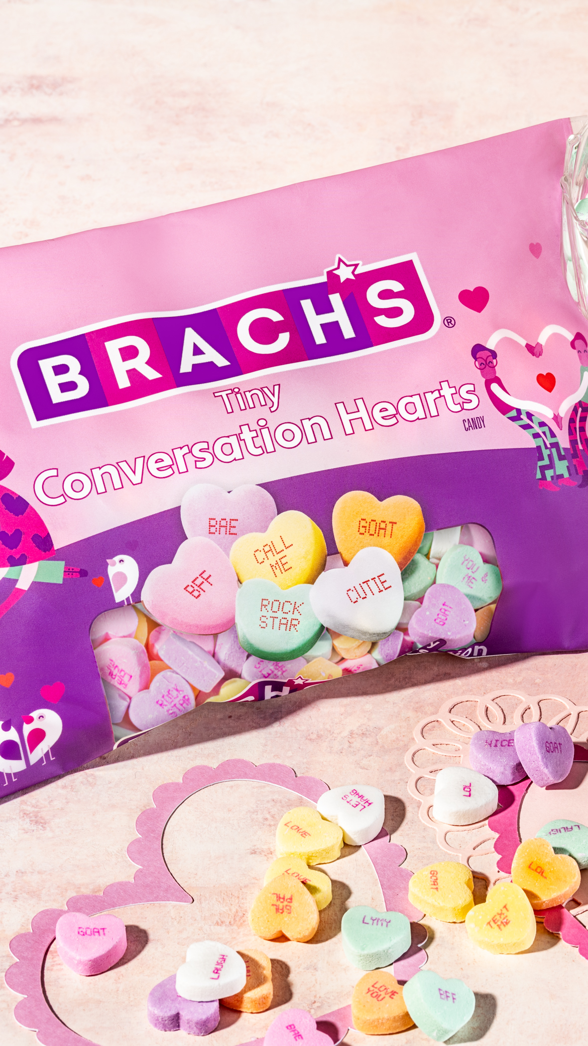 Brach's Valentine's Day Tiny Conversation Hearts, Friendship  Exchange, 1 oz Boxes, 24 Ct : Grocery & Gourmet Food